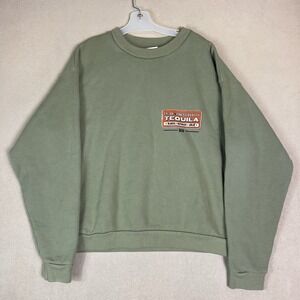 818 Tequila Sweatshirt Mens M Olive Green Graphic Print‎ Crew Neck Heavyweight
